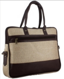 Canvas Jute Laptop Bag With Shoulder Strap