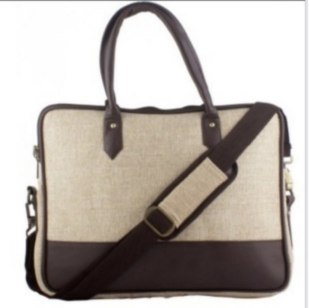 Canvas Jute Laptop Bag With Shoulder Strap