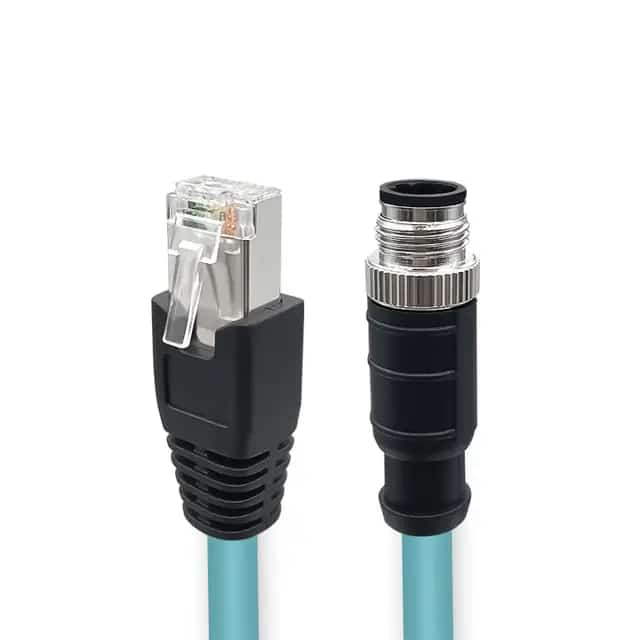 M12 4-pin D Code Female To RJ45 Plug High Flex Cat7 Industrial Ethernet Cable