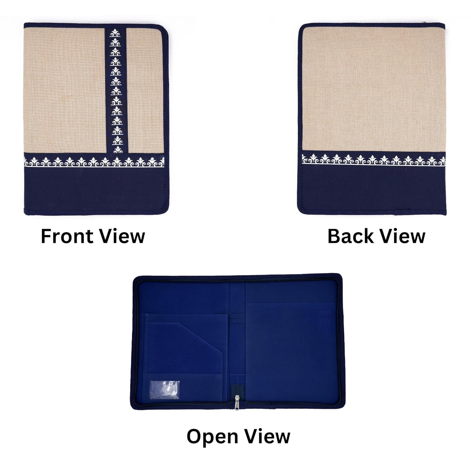 Professional Zipper Mechanism Jute File Folder